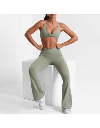 Loose micro flare pants high waisted hip lift outdoor sports dance yoga pants long women's casual wide-legged pants